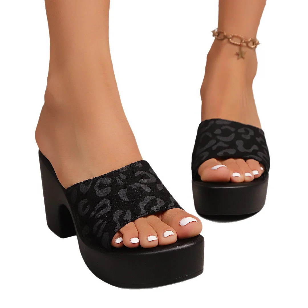 Breakj Breakj Large-Size Slope And Slippers Women's Color Red Font Thick-Sed Slippers Summer Striped Women's Shoes