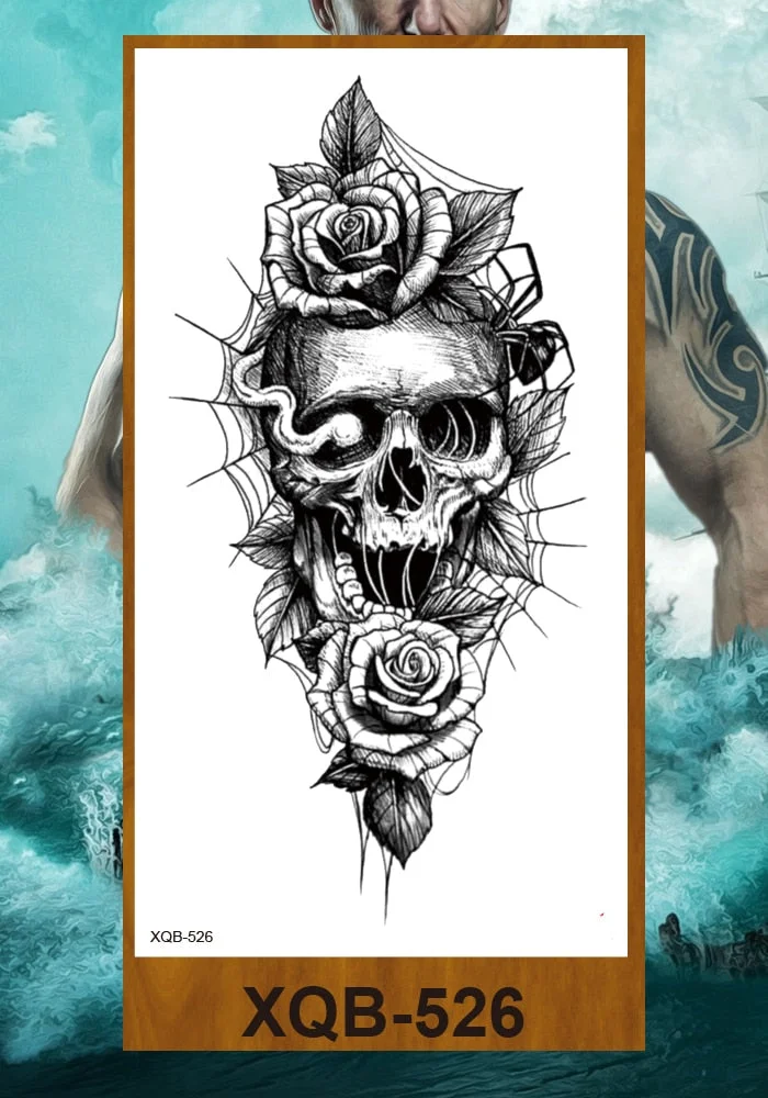 Hot Sale Temporary Tattoos Stickers Night Demon Sword Snake Men Women Girl Flower Arm Body Leg Chest Fake Tatoo Waterproof DIY