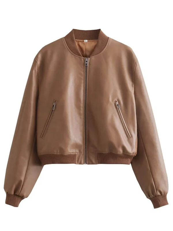 Women's Casual Tri-Color Bomber Jacket Flusfy