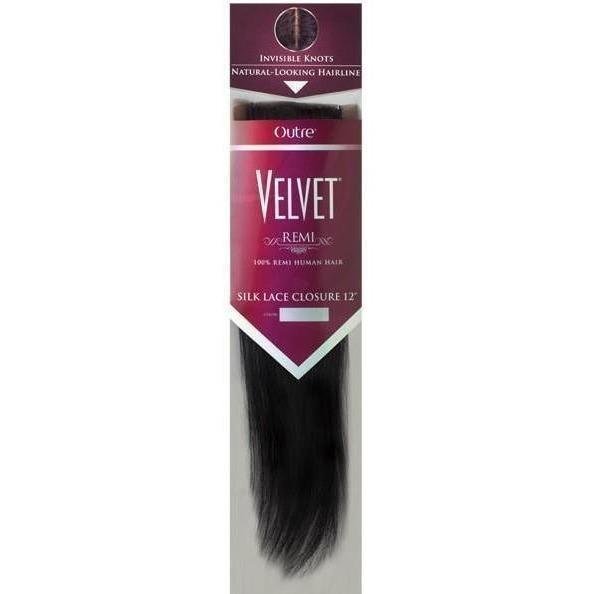 Outre Velvet Remi 100% Human Hair Weave – Silk Lace Closure 12"