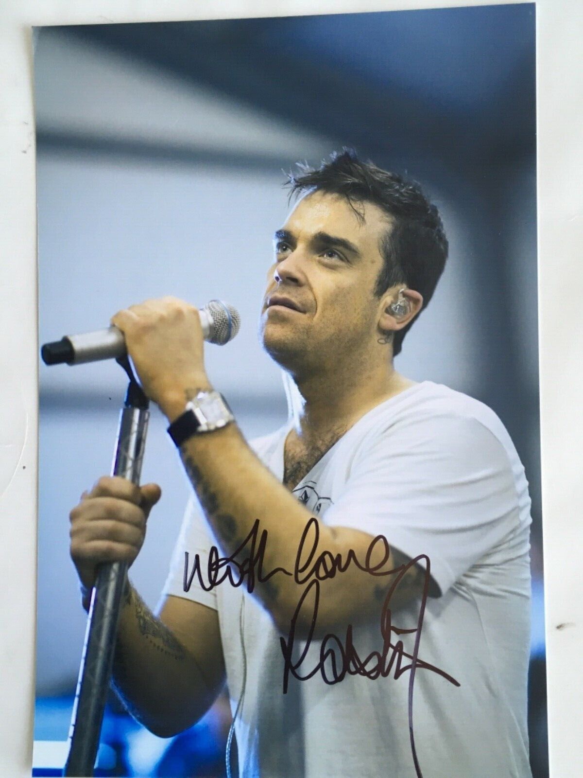 Robbie Williams Signed 12x8 Photo Poster painting Take That Genuine