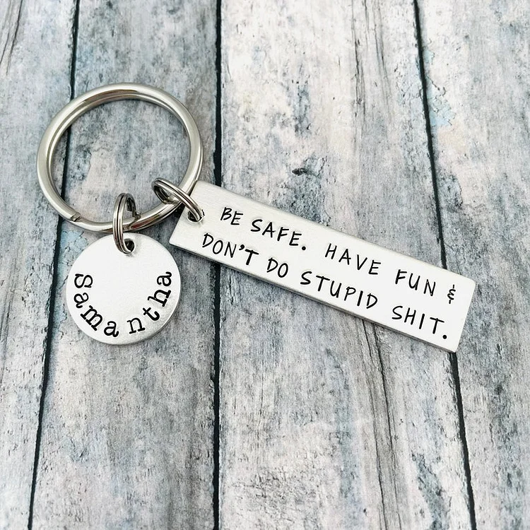 Don't Do Stupid Keychain Personalized Name Funny Keychain Gift