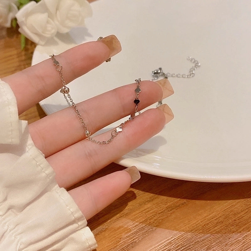 Elegant Lady Geometric Heart Shape Bow Knot Titanium Steel Copper Plating Inlay Zircon Pendant Necklace