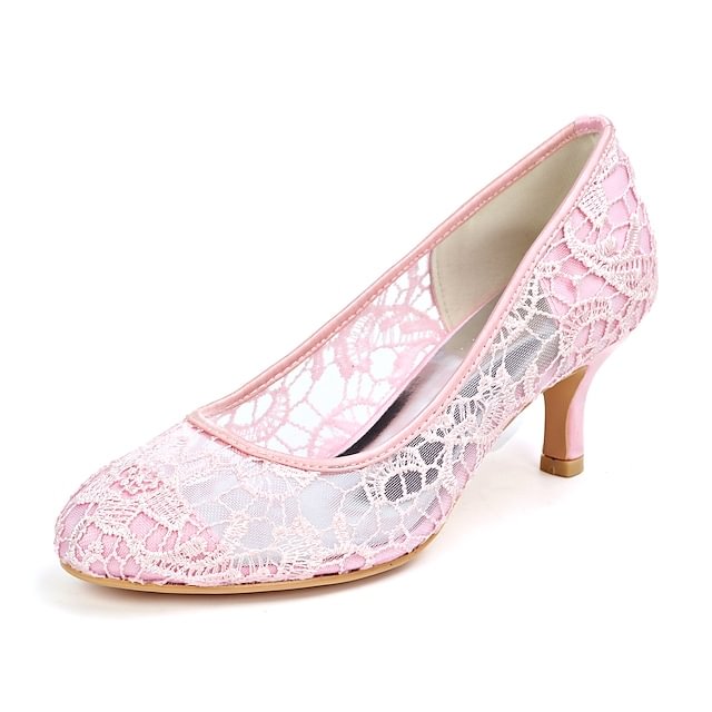 Women's Wedding Shoes Lace Kitten Heel Round Toe Minimalism Loafer Shoes