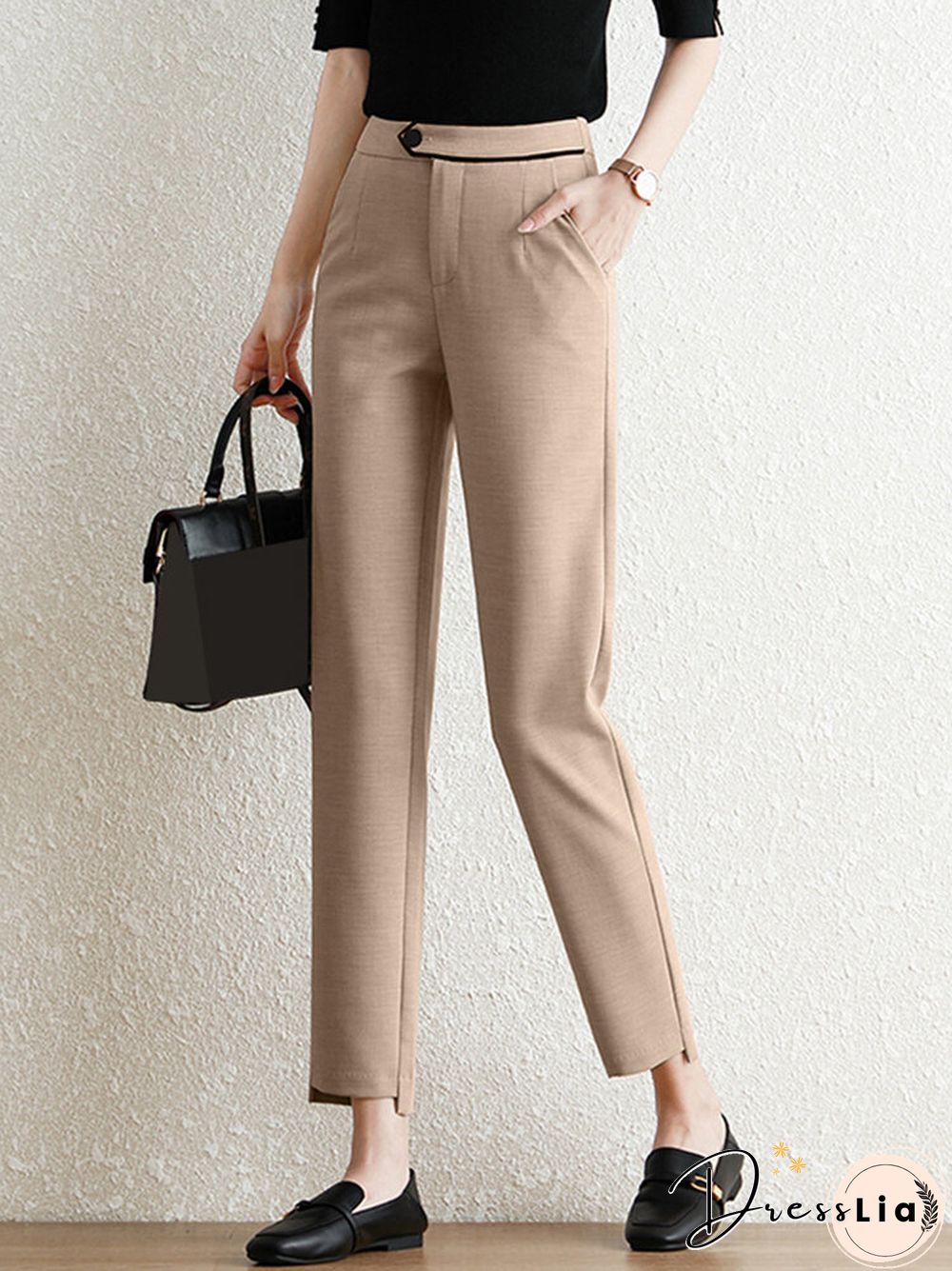 Contrast Pocket Step Hem Tailored Pants For Women