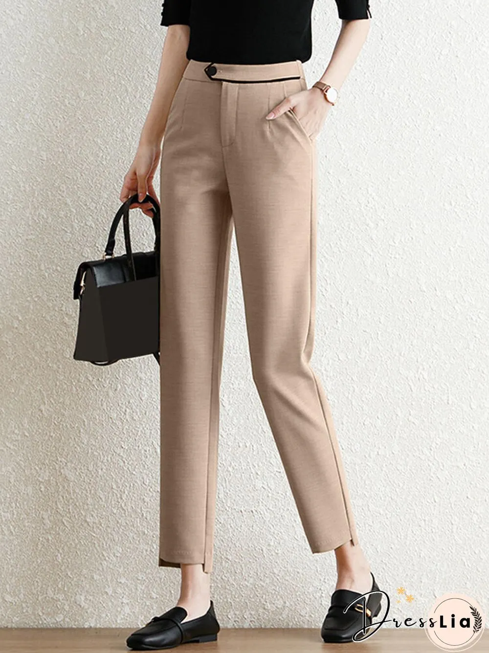 Contrast Pocket Step Hem Tailored Pants For Women