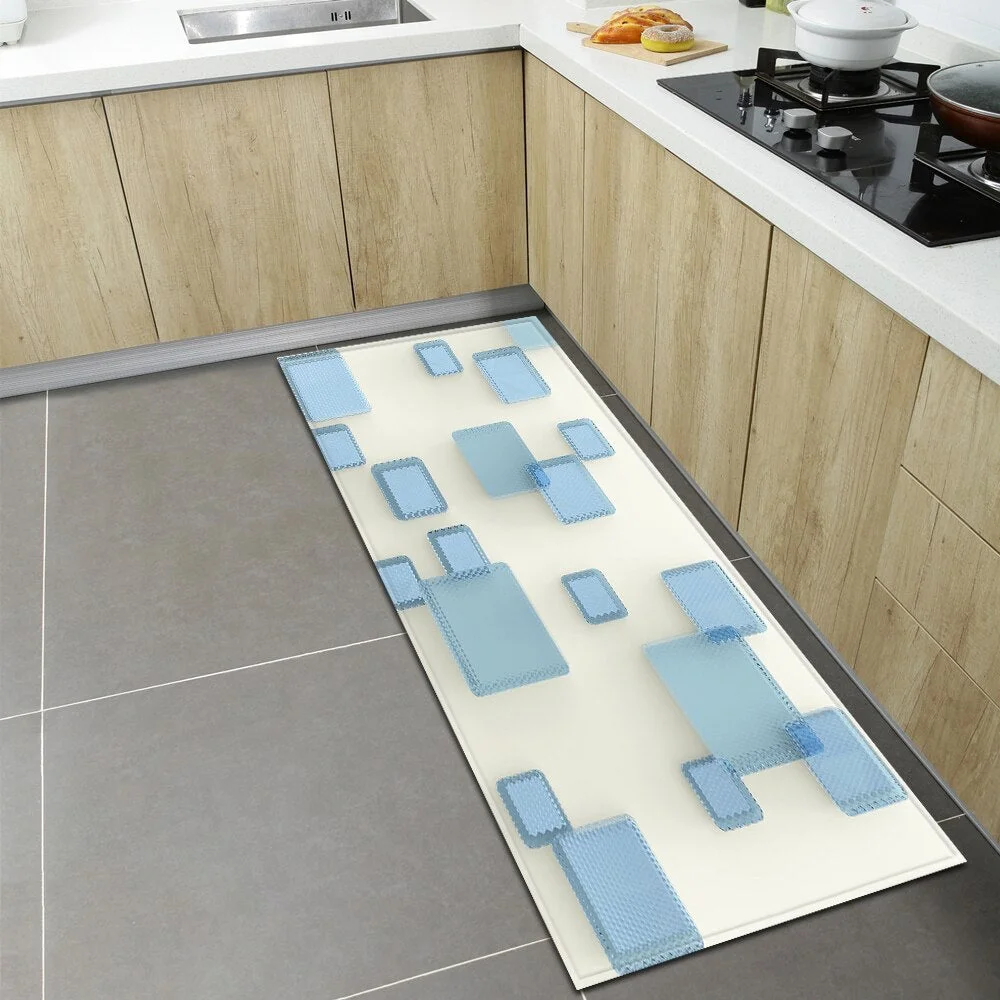 Kitchen Floor Mat Home Entrance Doormat 3D Geometry Living Room Bedroom Decoration Carpet Hallway Balcony Bathroom Anti-Slip Rug