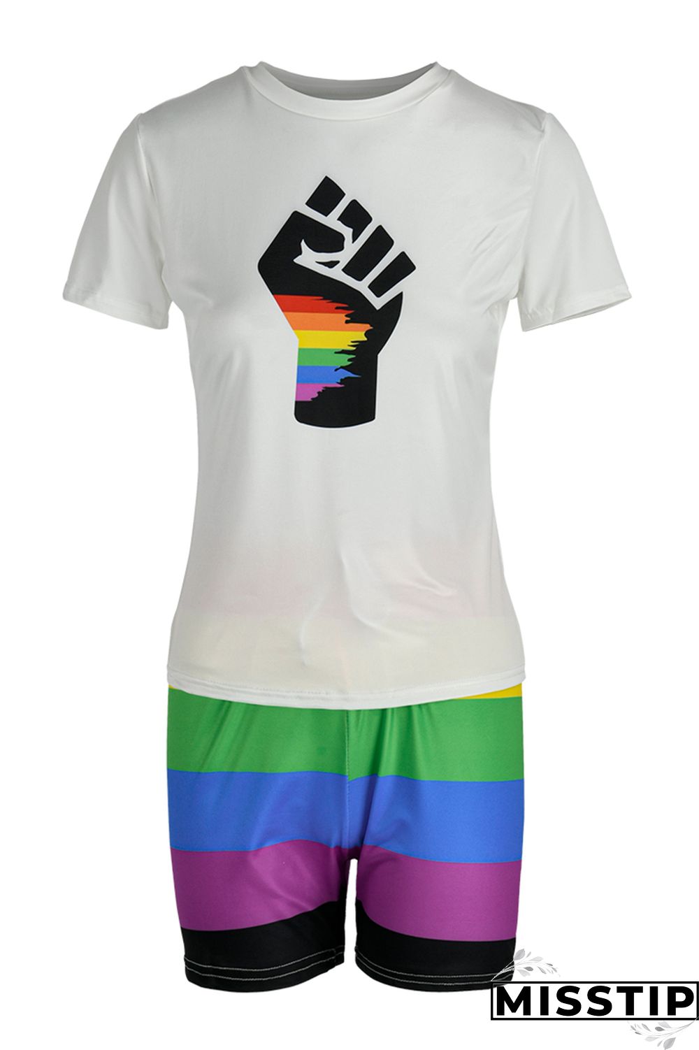 Yellow Fashion Casual Print Basic O Neck Short Sleeve Two Pieces