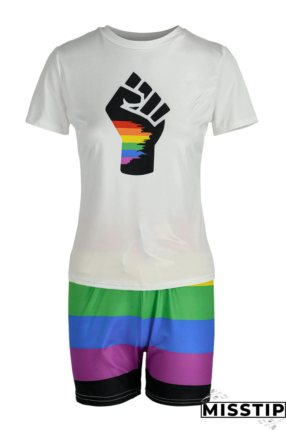 Yellow Fashion Casual Print Basic O Neck Short Sleeve Two Pieces