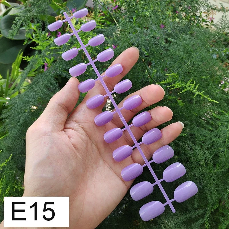 10 Sets Round Shape False Nail Tips In Same Color 24 Pieces/Set 10 Sizes Press on Fake Nails DIY Manicure Finger Nail Tips-Nail Inspo