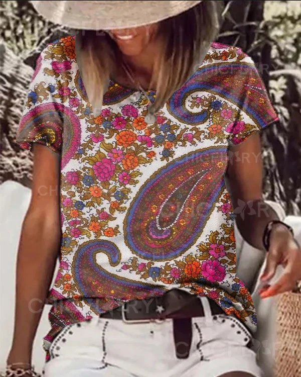 Paisley Floral Crewneck Top