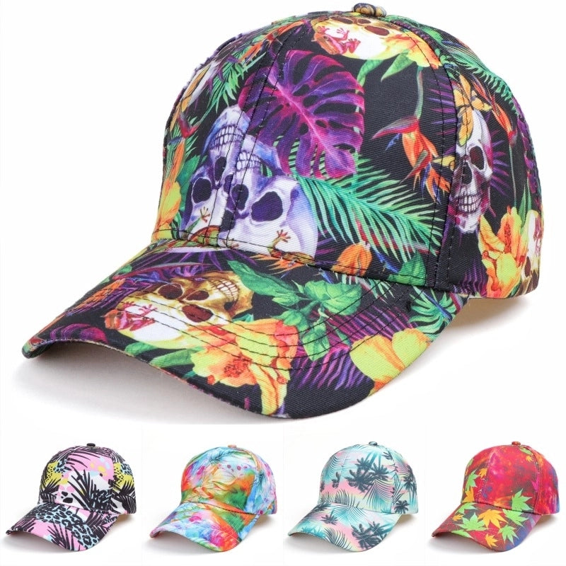 Women's Minimalist Classic Style Color Block Printing Curved Eaves Baseball Cap