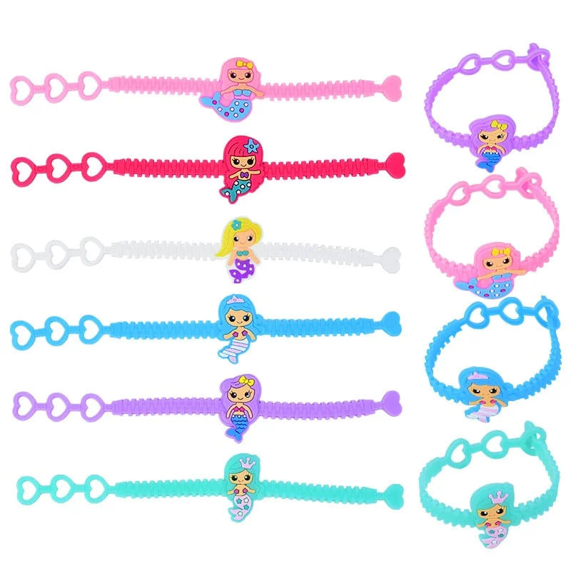 6Pcs Mermaid Party Gifts Keychain Bracelet Ornaments Mermaid Theme Birthday Party Decoration Girl Baby Shower Favors Kids Toy