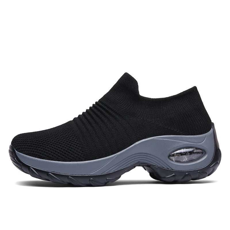 Women Tennis Shoes Breathable Mesh Height-increasing Slip-on Female Sock Footwear Outdoor Women Sneakers Thick Bottom Platforms