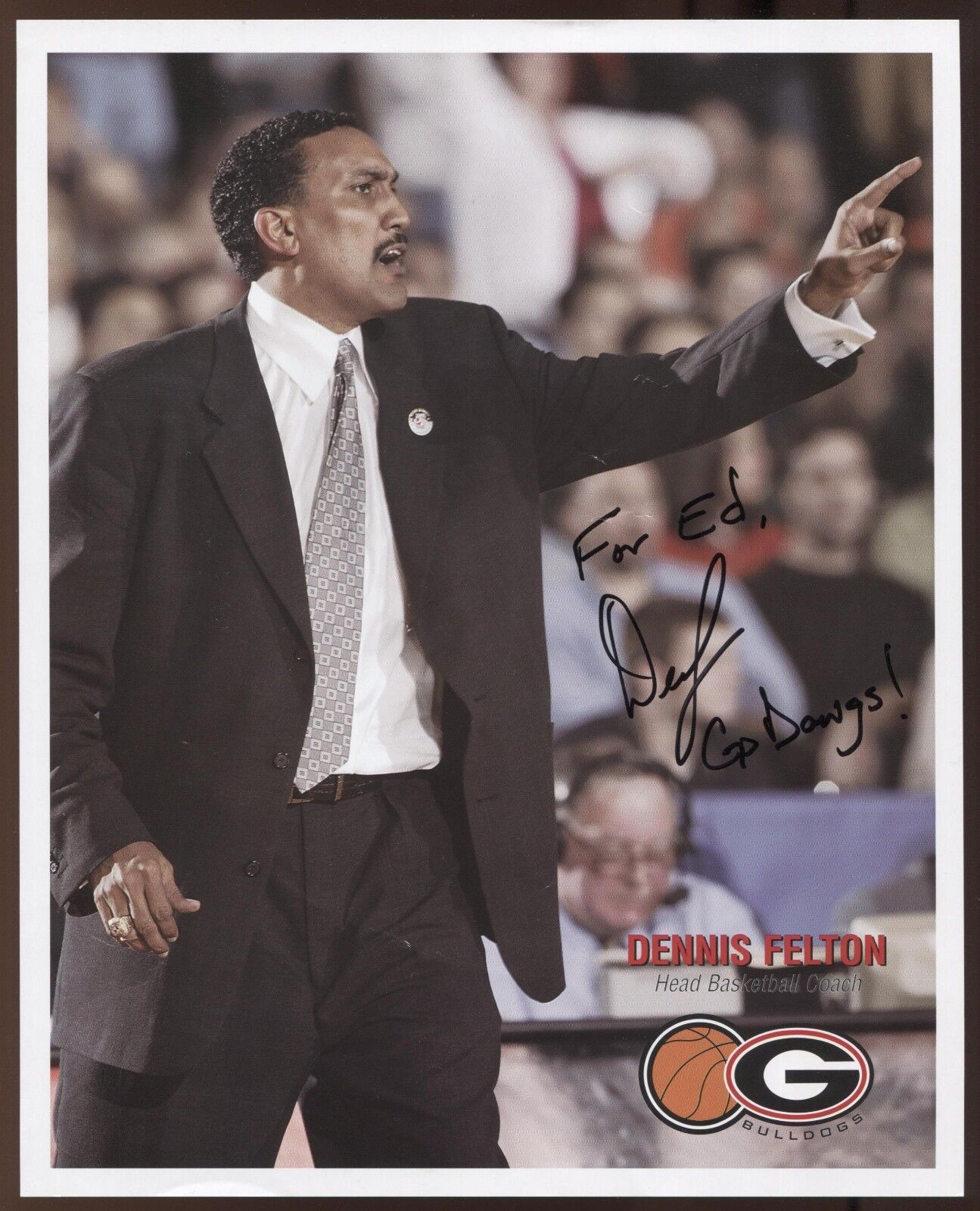 Dennis Felton Signed 8.5 x 11 Photo Poster painting College NCAA Basketball Coach Autographed