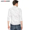 Jack & Jones Brand 2018 NEW COTTON punk style plaid male slim sailor collar three quarter sleeves casual shirts| 216231509