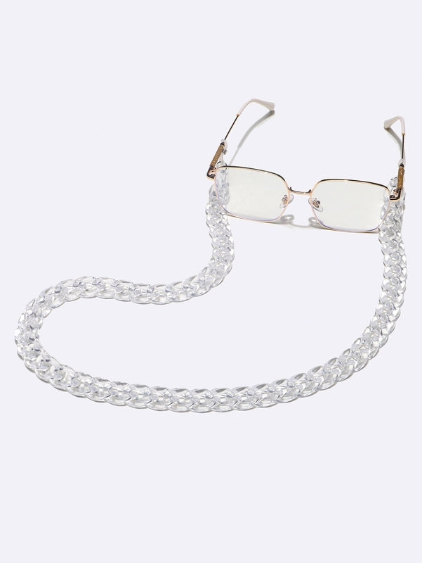 Simple Retro Acrylic Transparent Glasses Thick Chain