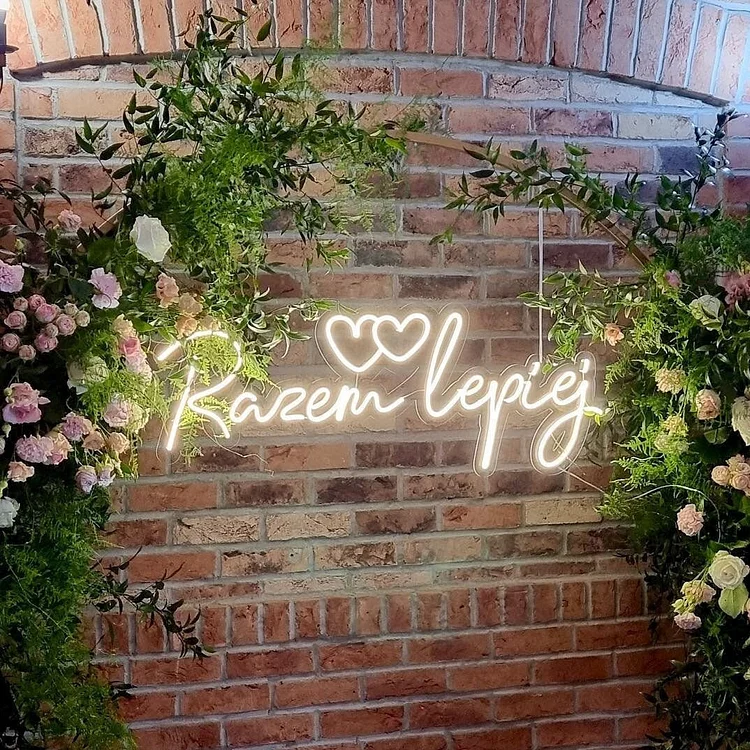 Blanketcute-Personalized 100% Handmade Wedding LED Neon Sign with Hearts and Your Names
