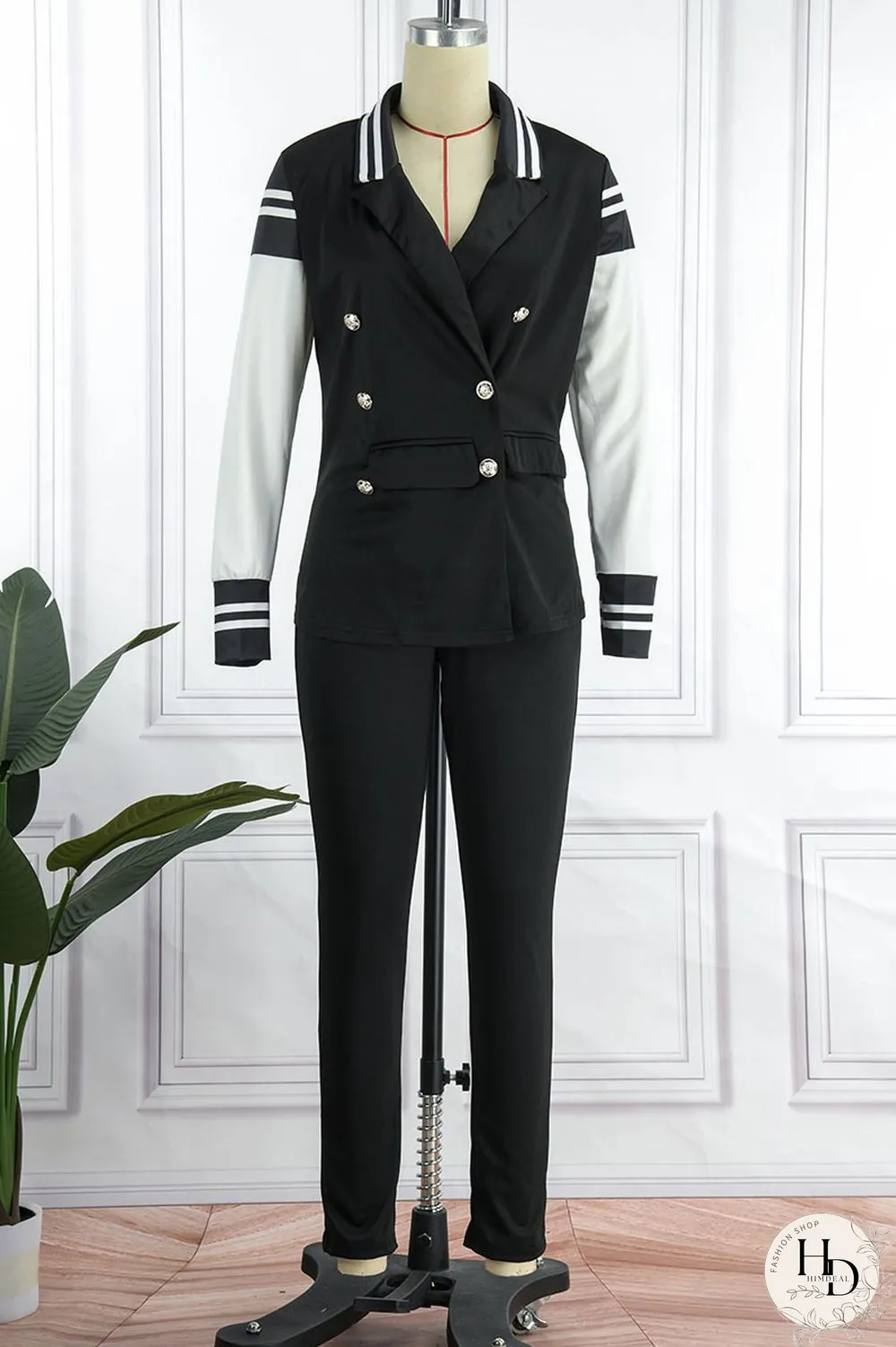 Khaki Casual Solid Patchwork Buttons Turn-back Collar Long Sleeve Two Pieces