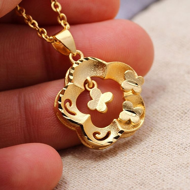 Charms Wedding butterfly Gold Color Pendant Chain Necklaces for Women Girls