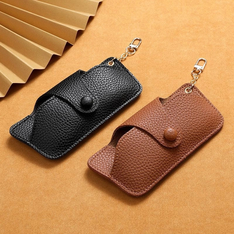 Simple Handmade Leather Portable Sunglasses Case Drop-resistant Sunglasses Case Glasses Bag Chain Pannier Bag