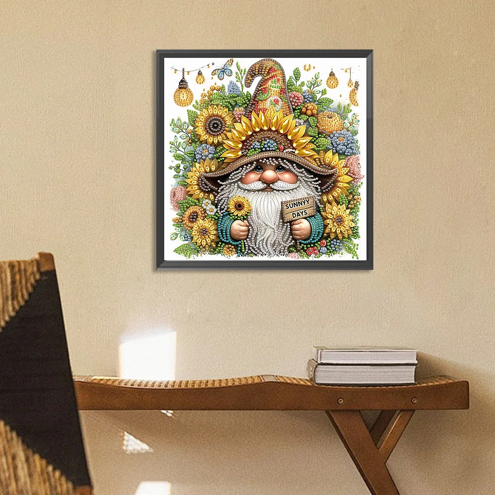 Diamond Painting - Partial Special Shaped Drill - Sunflower Gnome(Canvas|30*30cm)