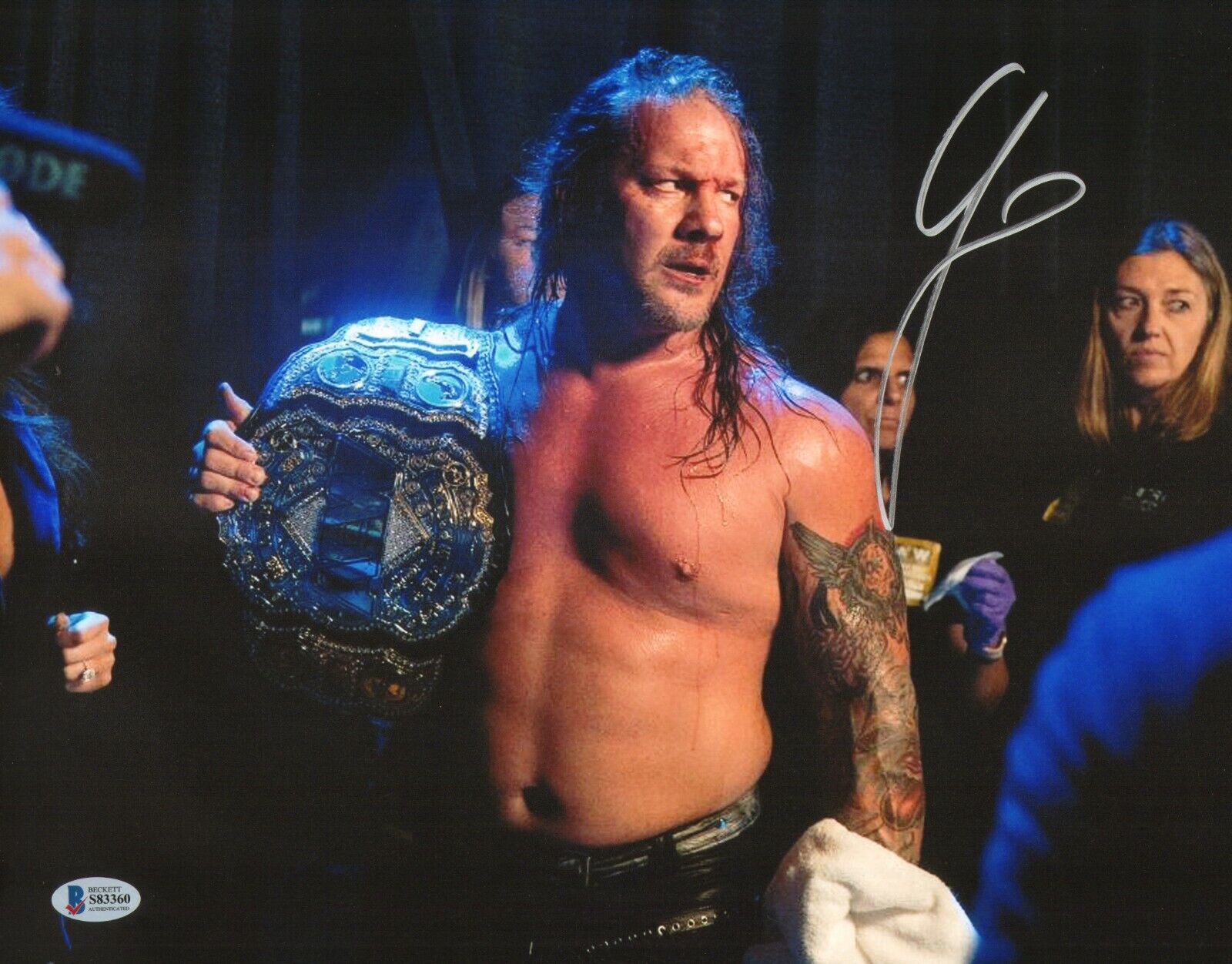 Chris Jericho Signed WWE 11x14 Photo Poster painting BAS Beckett COA AEW Belt Picture Autograph