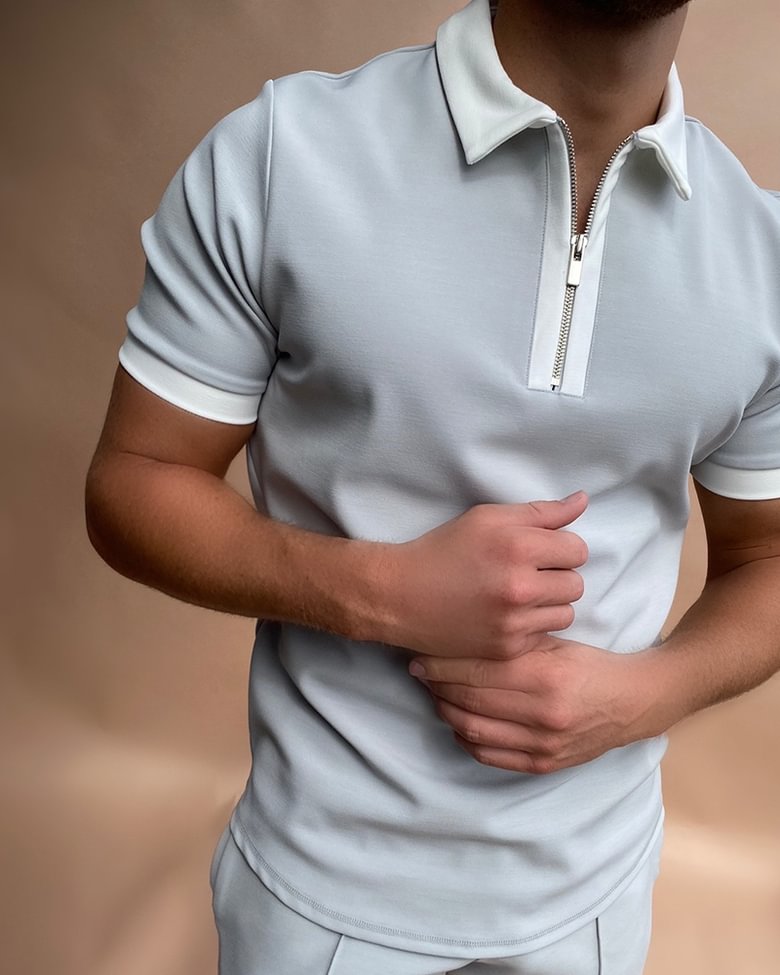 zipper polo shirt
