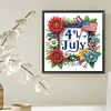 Independence Day Flag and Flowers - Crystal Rhinestone Diamond Painting