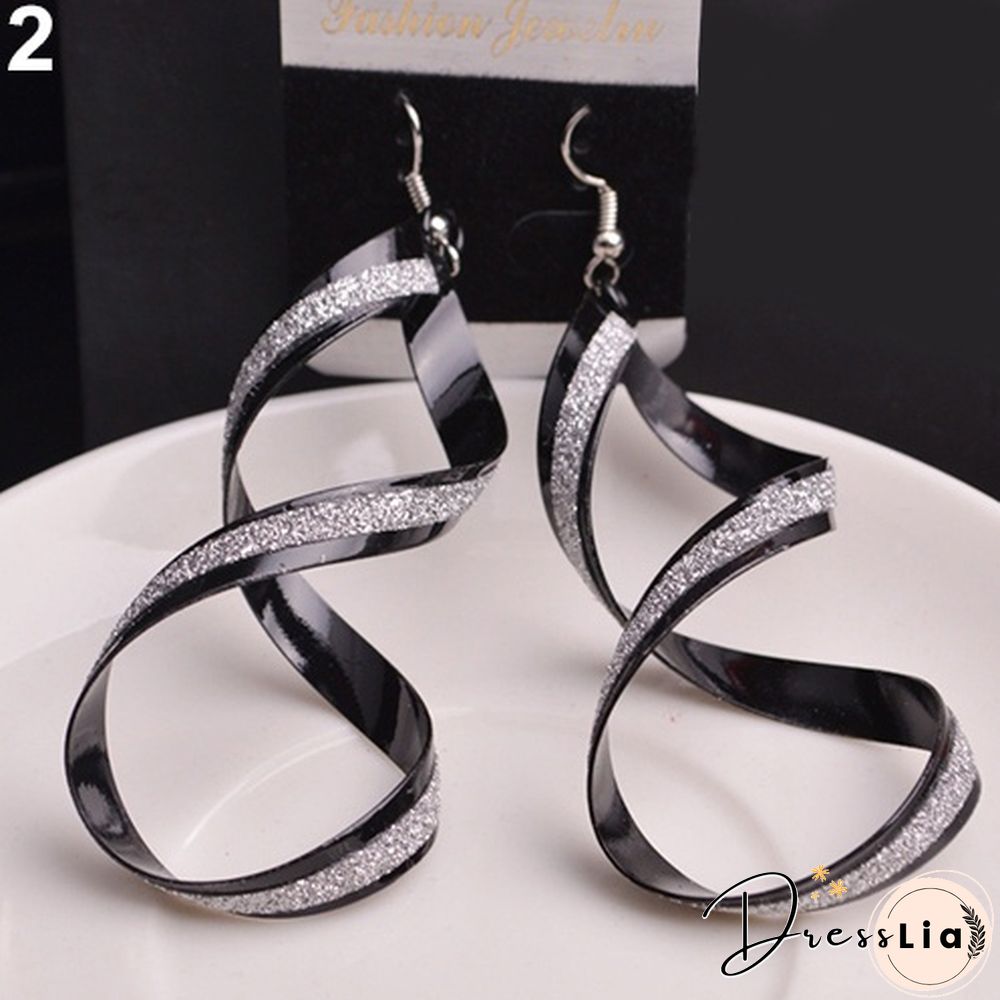 Women's Fashion Alloy Dull Polish Spiral Drop Hook Dangle Eardrop Earrings Jewelry