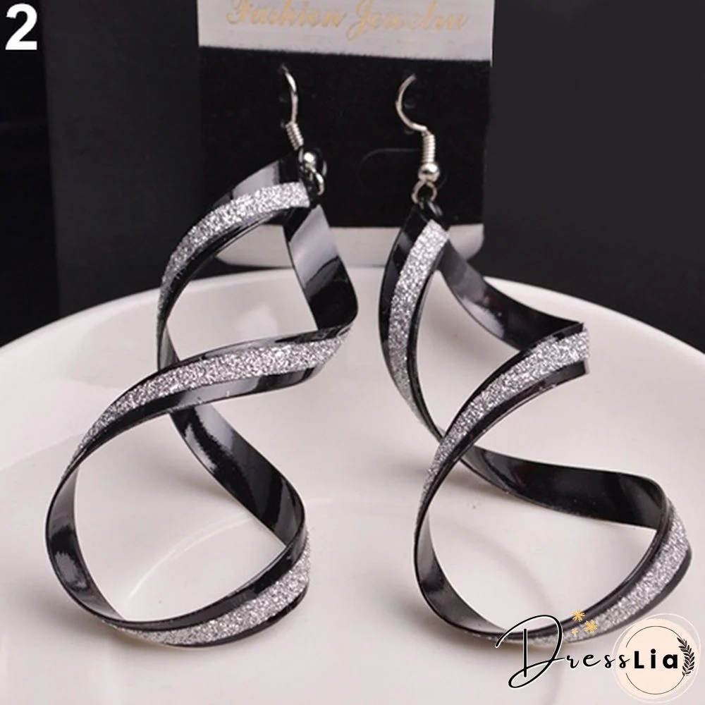 Women's Fashion Alloy Dull Polish Spiral Drop Hook Dangle Eardrop Earrings Jewelry