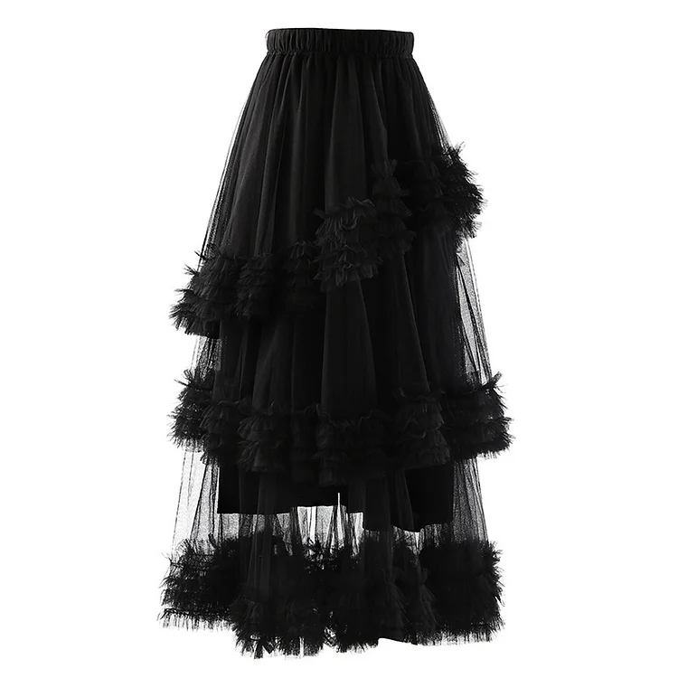 Flaxmaker High Waist Gauze Lace Skirt