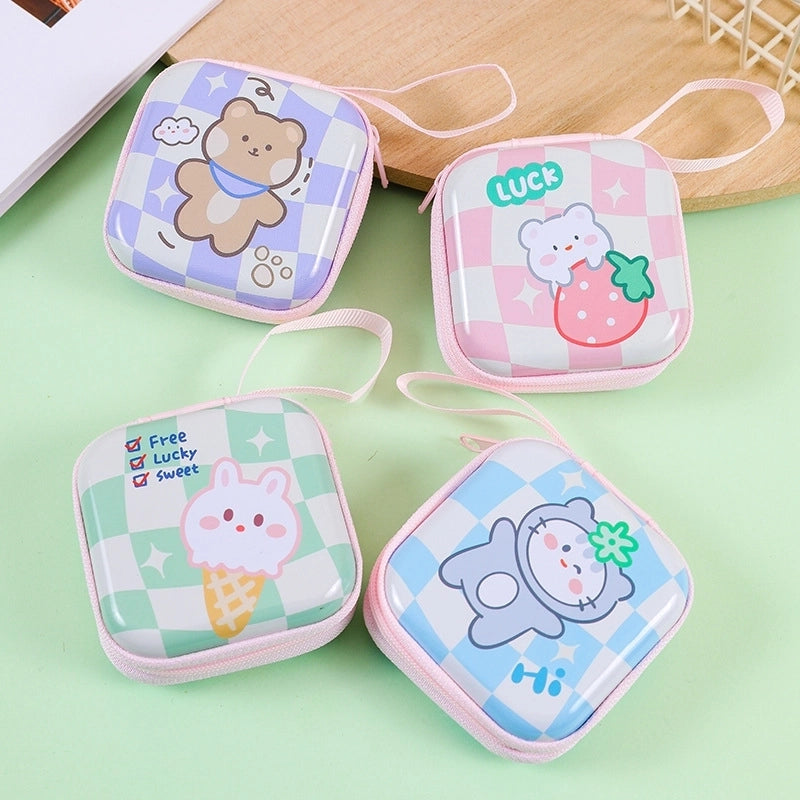 Unisex All Seasons Tinplate Cartoon Cute Square Zipper Small Wallet