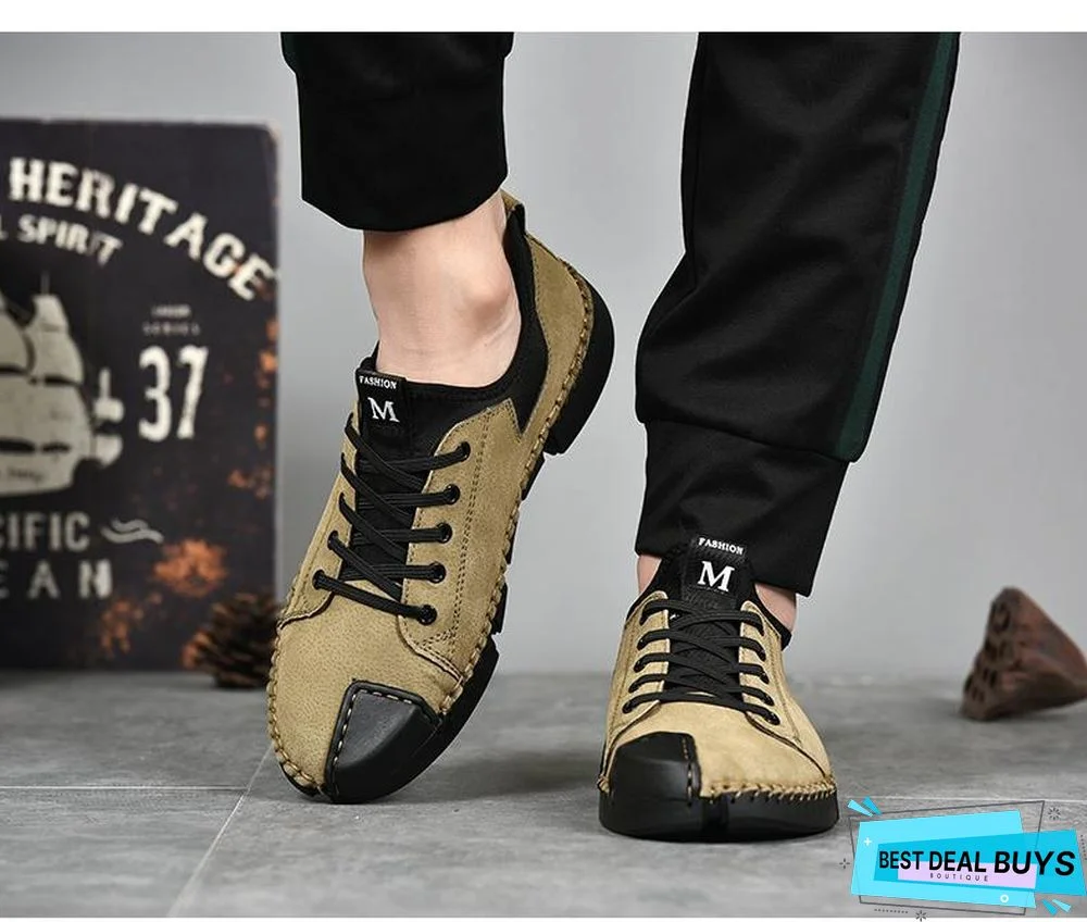 Men Leather Casual Big Size Flats Shoes