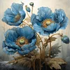 Blue Poppy Flower-11CT Stamped Cross Stitch 40*40cm