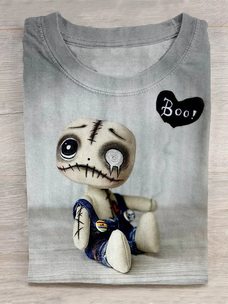 Cute Zombie Doll Art Print Casual T-shirt