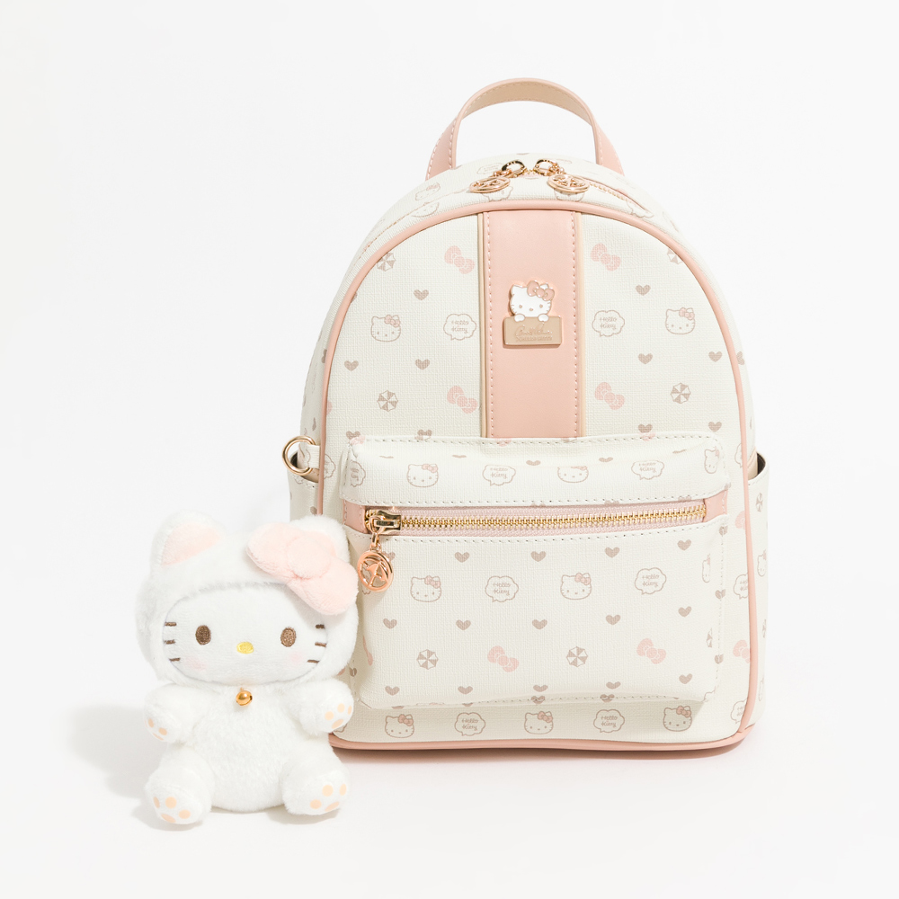 Arnold Palmer X Hello Kitty Monogram Backpack Shoulder Bag PINK Rucksack PU Leather Women Girls Ladies Travel Bag A Cute Shop - Inspired by You For The Cute Soul 