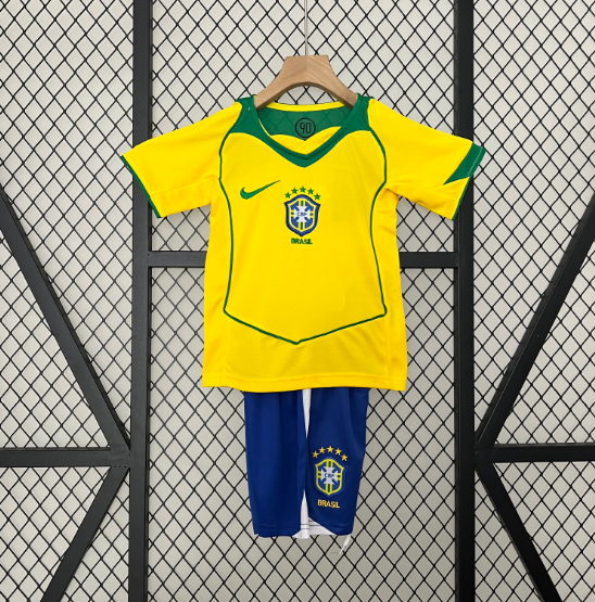 2004 Retro Brazil Home Kids Kit Football jersey Thai Quality