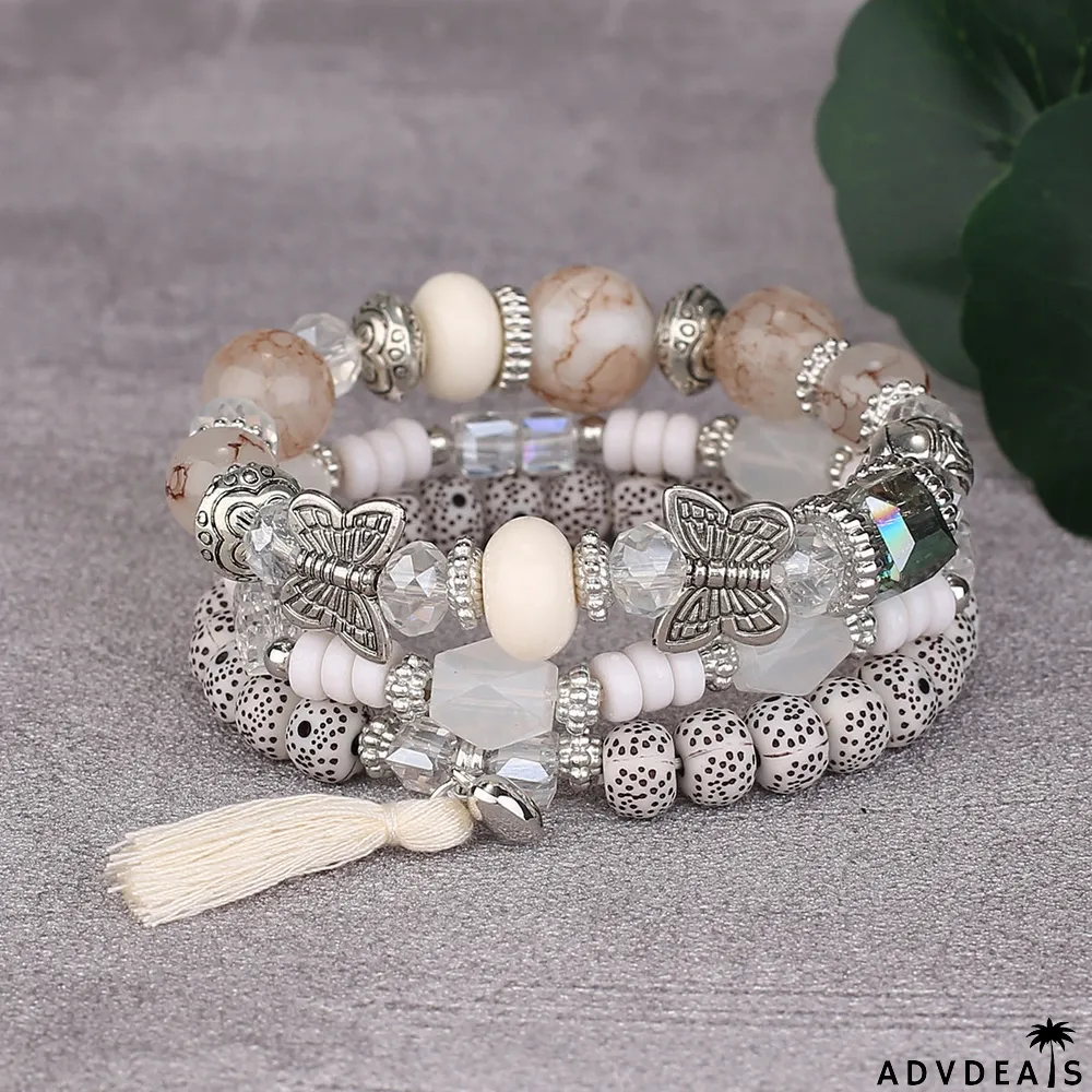 Women's Butterfly Tassel Pendant Multi-layer Bracelet