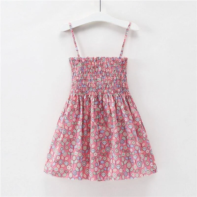 Baby Girl Dress 2020 Summer Kids Sleeveless Braces Dresses Girls Cotton Print Floral Princess Dress Children Casual Clothing