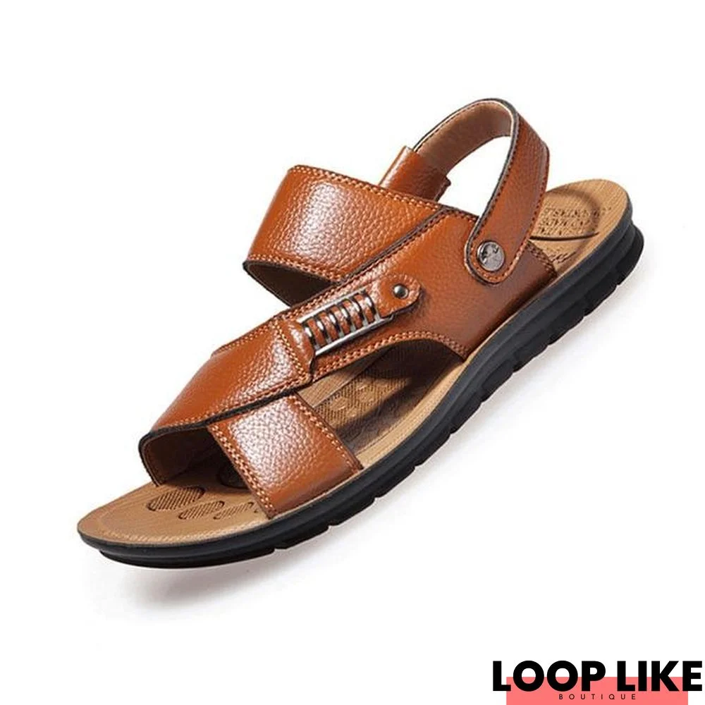 Men Genuine Leather Roman Sandals Male Casual Shoes Flip Flops Fashion Outdoor Slippers Shoes
