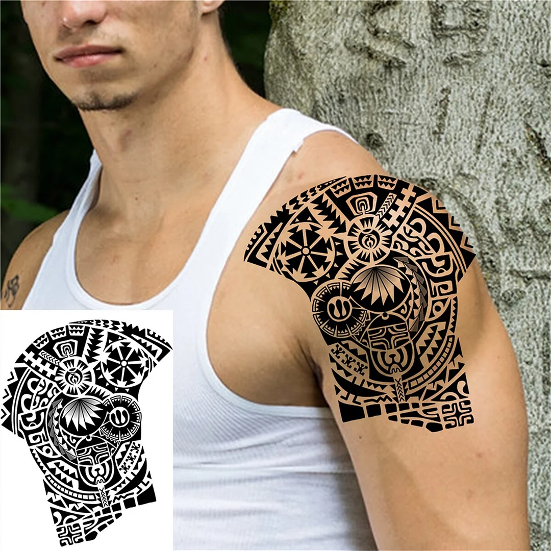 Tiger Wolf Temporary Tattoos For Men Women Fake Monster Tattoo Sticker DIY Forest Geometry Black Body Art Drawing Tatoos Decor