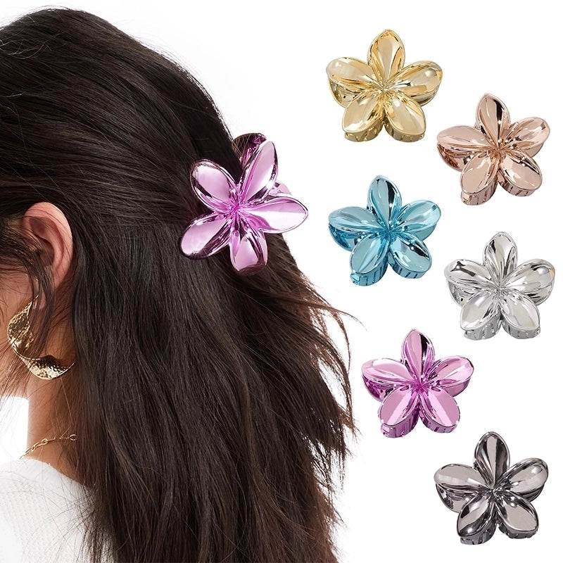 Europe And America Metal Feeling Plumeria Rubra Grip Holiday Hot Selling Glossy Flowers Hair Jaw Clip Grip Updo Shark Clip Hair Accessories