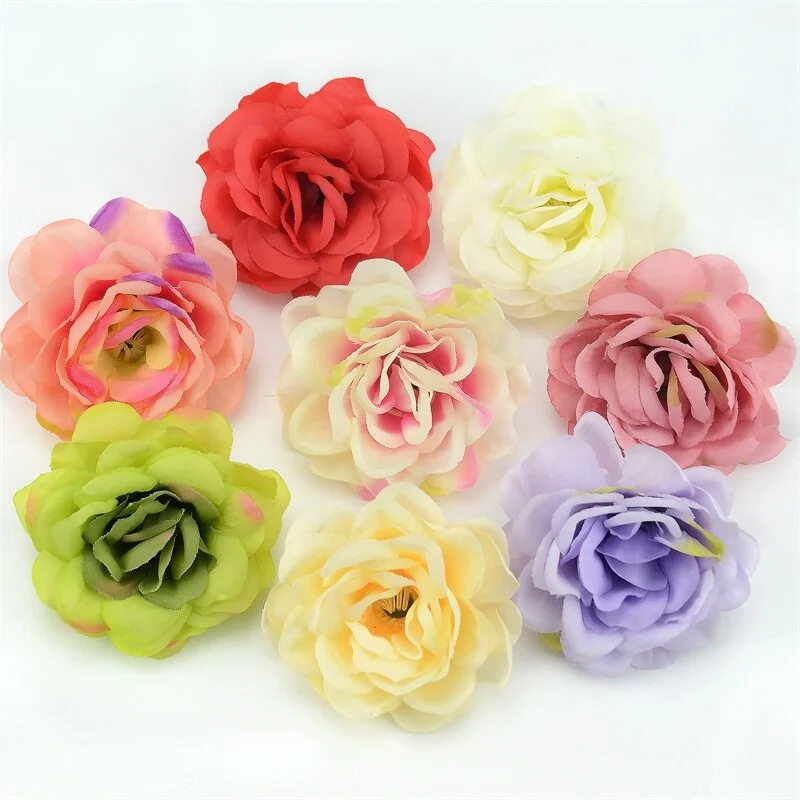 30pcs/lot 7cm Large Artificial Silk Rose Flower Heads For Home Wedding Decoration DIY Wreath Wall Accessories Craft Fake Flowers