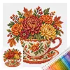 Stamped Cross Stitch Kit for Adults Floral Still Life Cup 18CT tapestrymarket