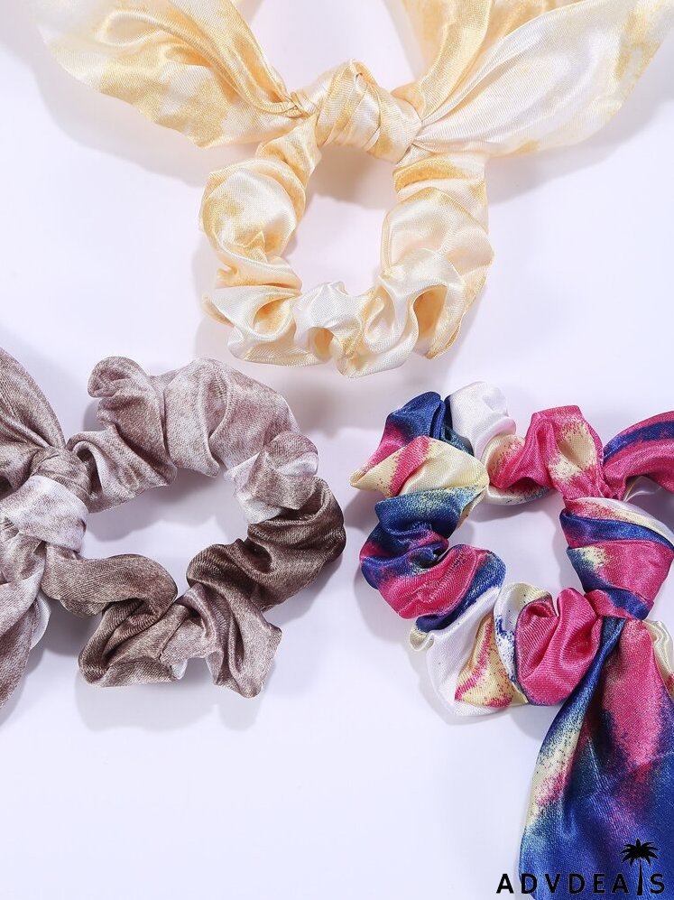6pcs Graphic Print Scarf Hair Tie