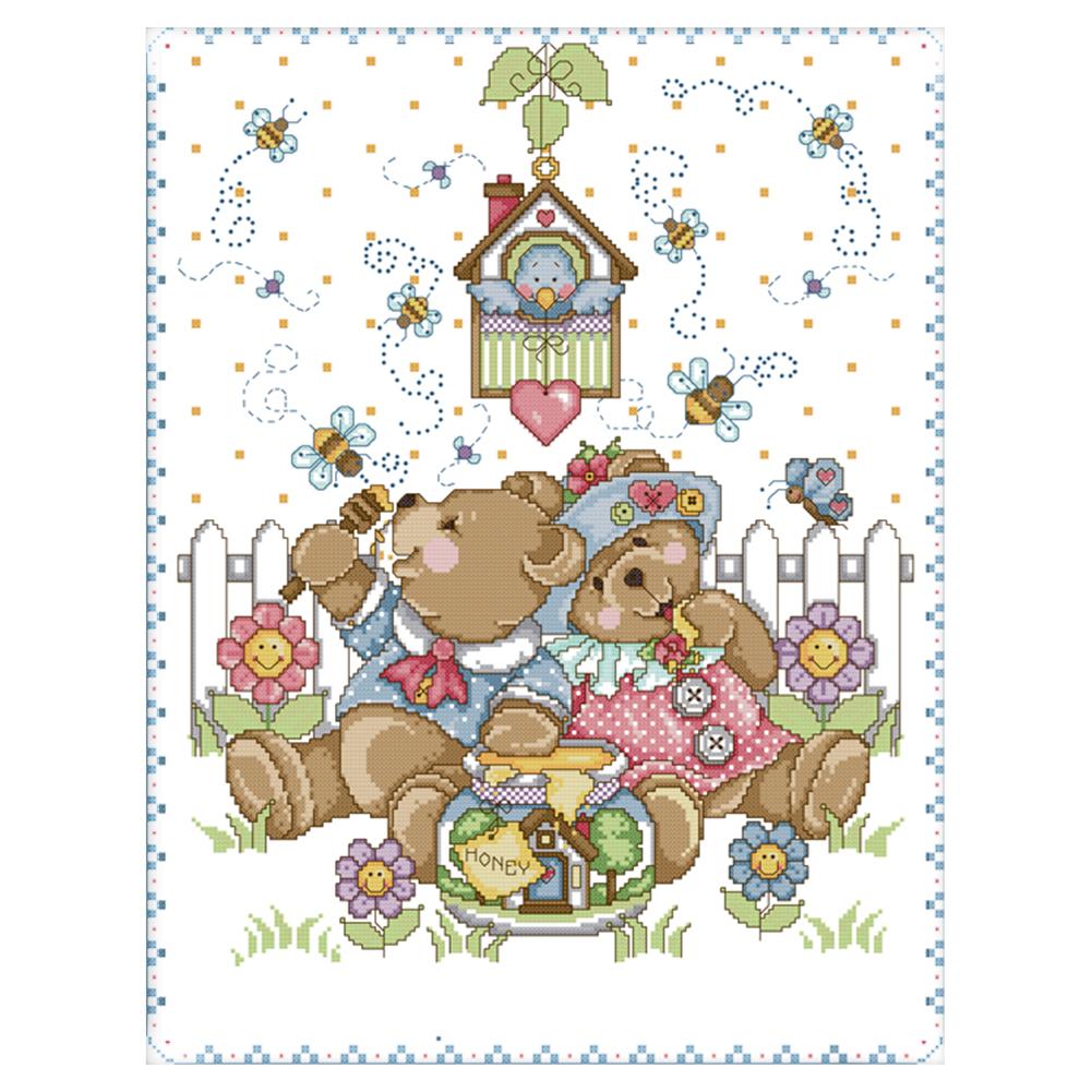 

Naughty Bear Paradise - 14CT Stamped Cross Stitch - 51*41cm, 501 Original