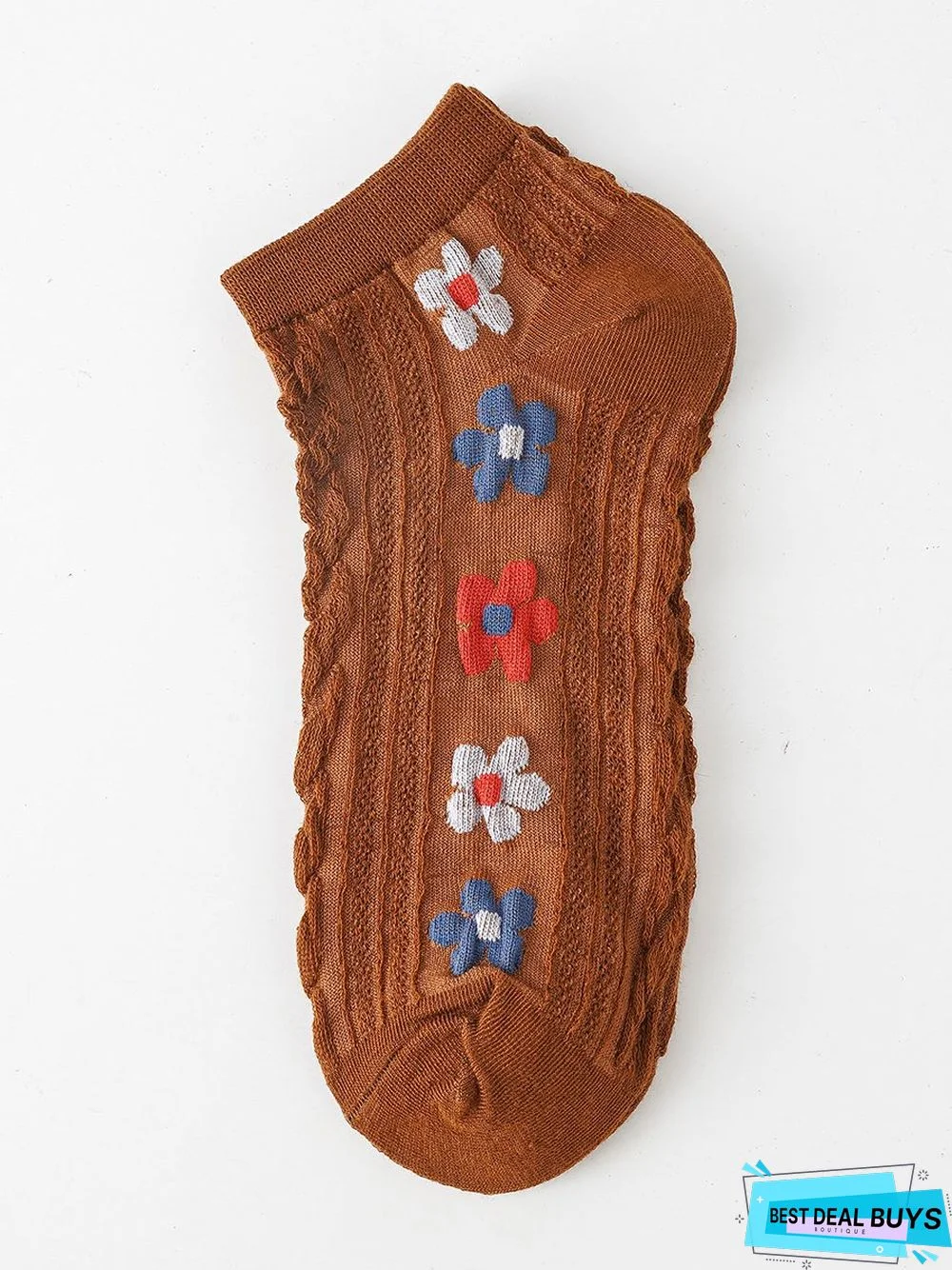 Casual Colorful Floral Embroidered Cropped Socks Daily Commuting Home Accessories