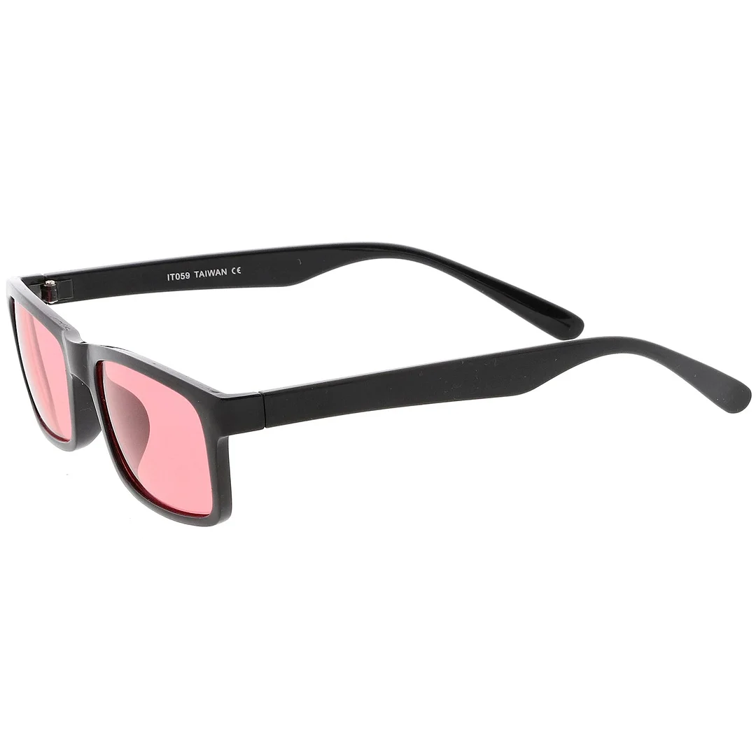 Retro Horn Rimmed Rectangle glasses Wide Arms Color Tinted Lens 52mm