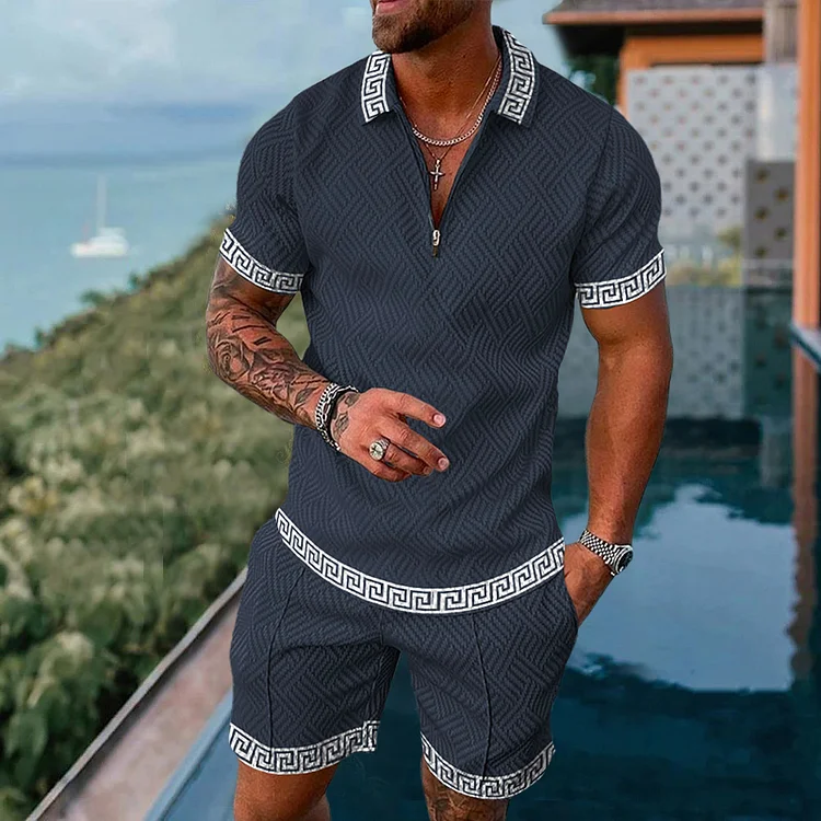 Men's Geometric Lace Vacation Suit